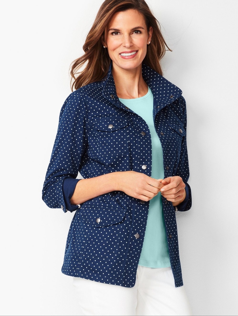 Talbots Dot Utility Jacket Petite Medium